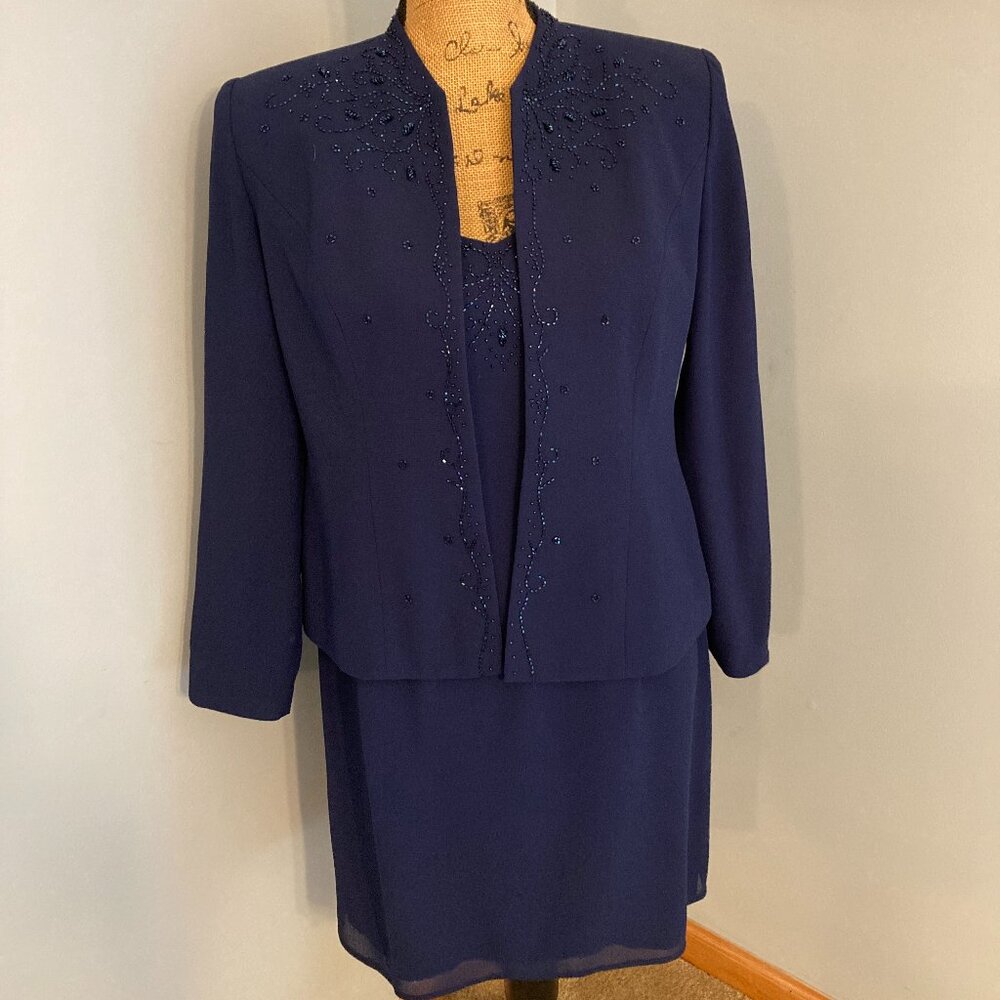 R & M Richards Beaded Dress and Jacket Women Size 6P